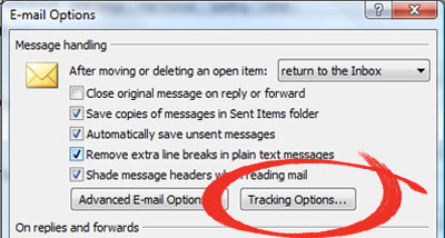 Microsoft Outlook  Read Reciepts - E-mail Options - Tracking Options